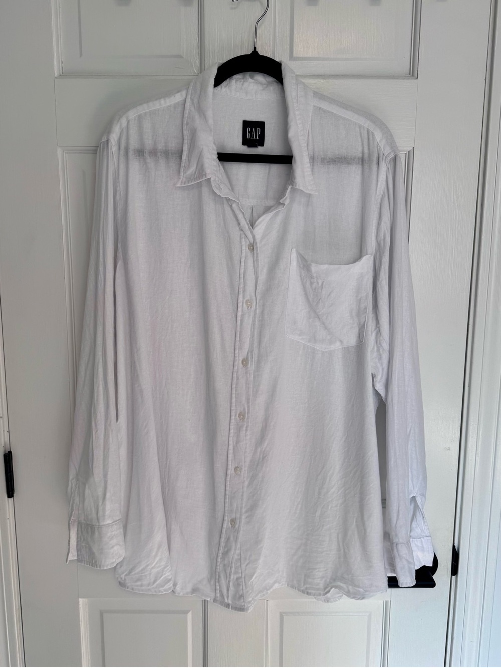 GAP |  White Linen-Blend Women’s Button-Down Shirt, Size XXL - EUC